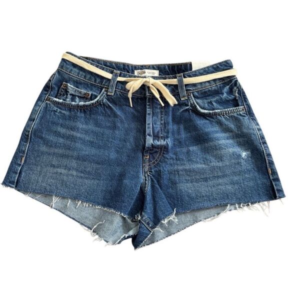 Zara Tie Waist Blue Denim Jean Booty Preppy Shorts - Picture 1 of 7